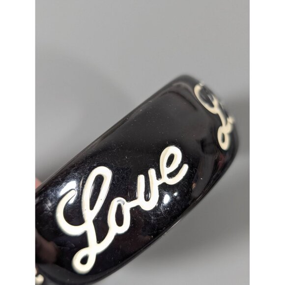 Chunky Black Bangle Bracelet LOVE Script 8.5" Retro Bold - Picture 4 of 9